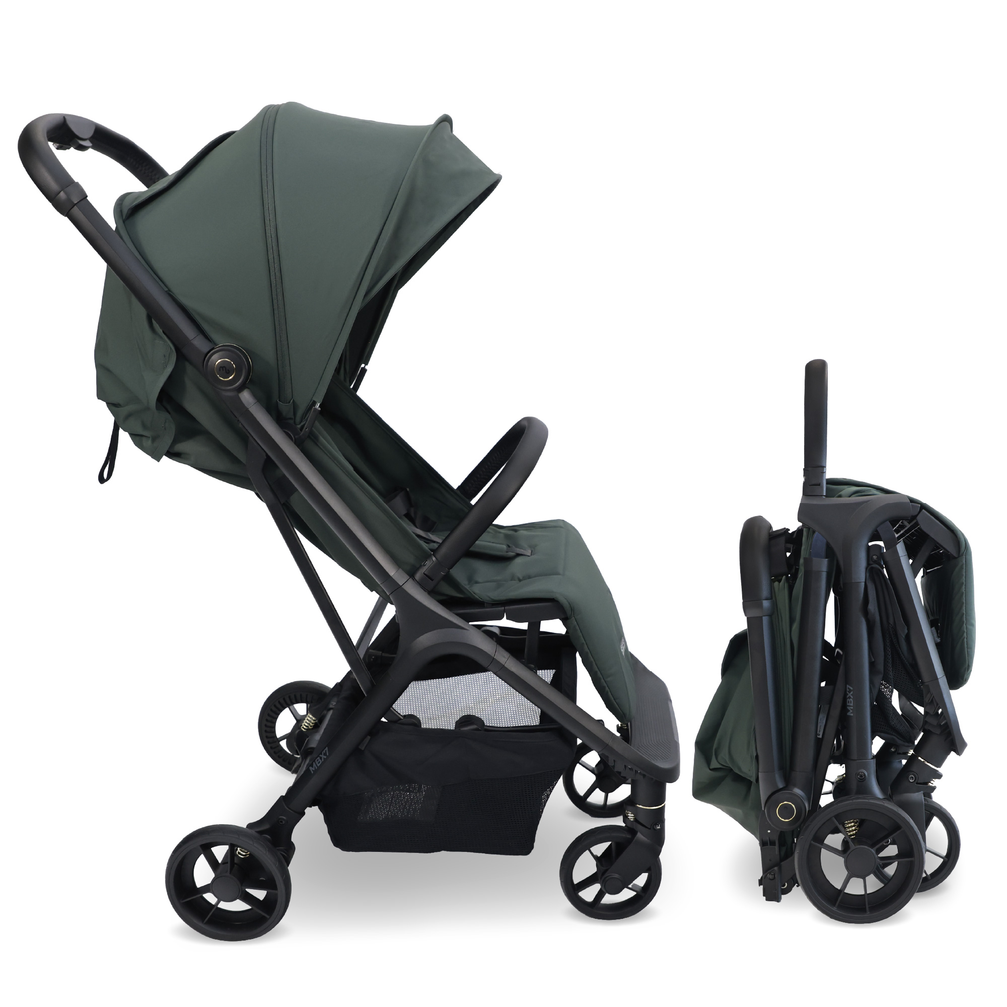 Mybabiie MBX7 Plus Auto-Fold Stroller - GREEN - Image 2