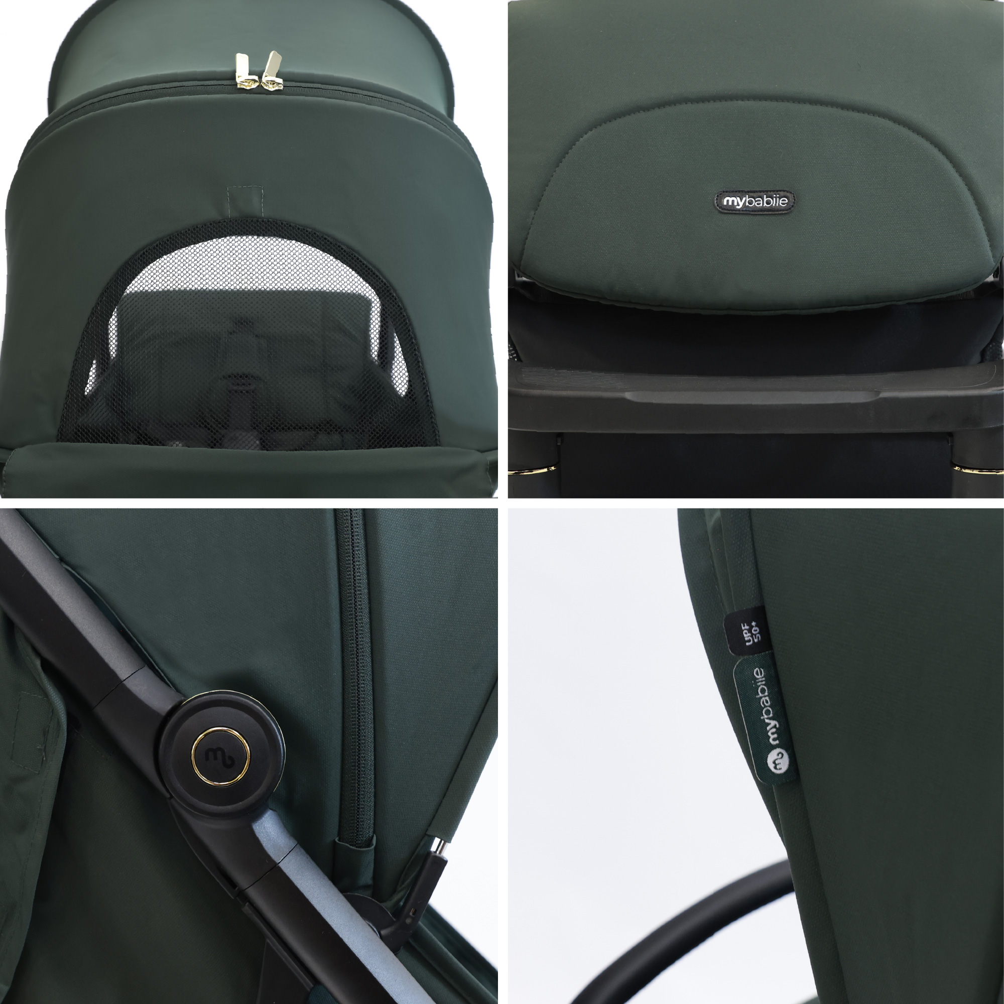Mybabiie MBX7 Plus Auto-Fold Stroller - GREEN - Image 4