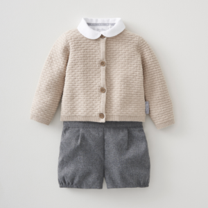 Silver Cross Cardigan, Shirt & Shorts Set