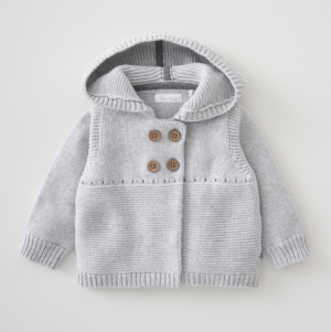Silver Cross Knitted Hooded Cardigan