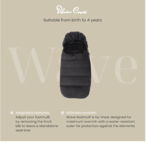 Silver Cross - Wave Footmuff - CHARCOAL Pram Accessories - Stroller Foot muff - Foot Warmer - Water Resistant