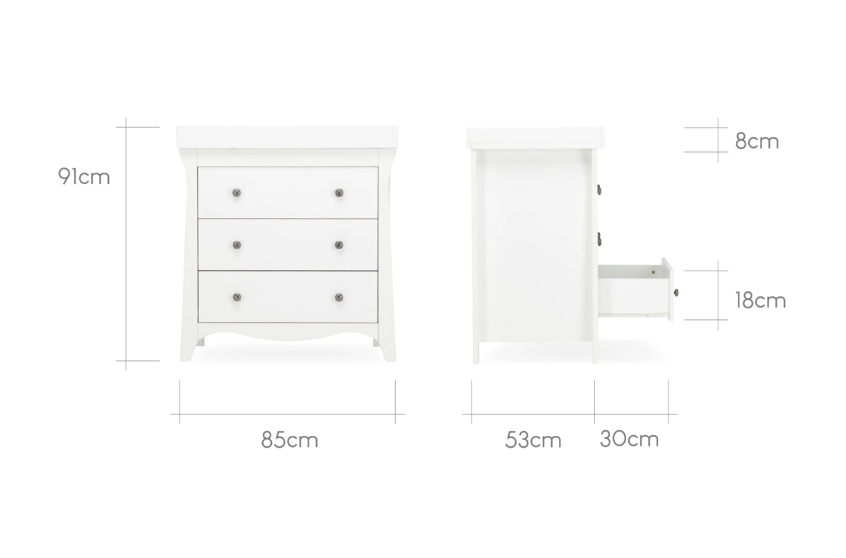 Cuddleco Clara 3 Piece Nursery Furniture Set - White & Ash - Image 12