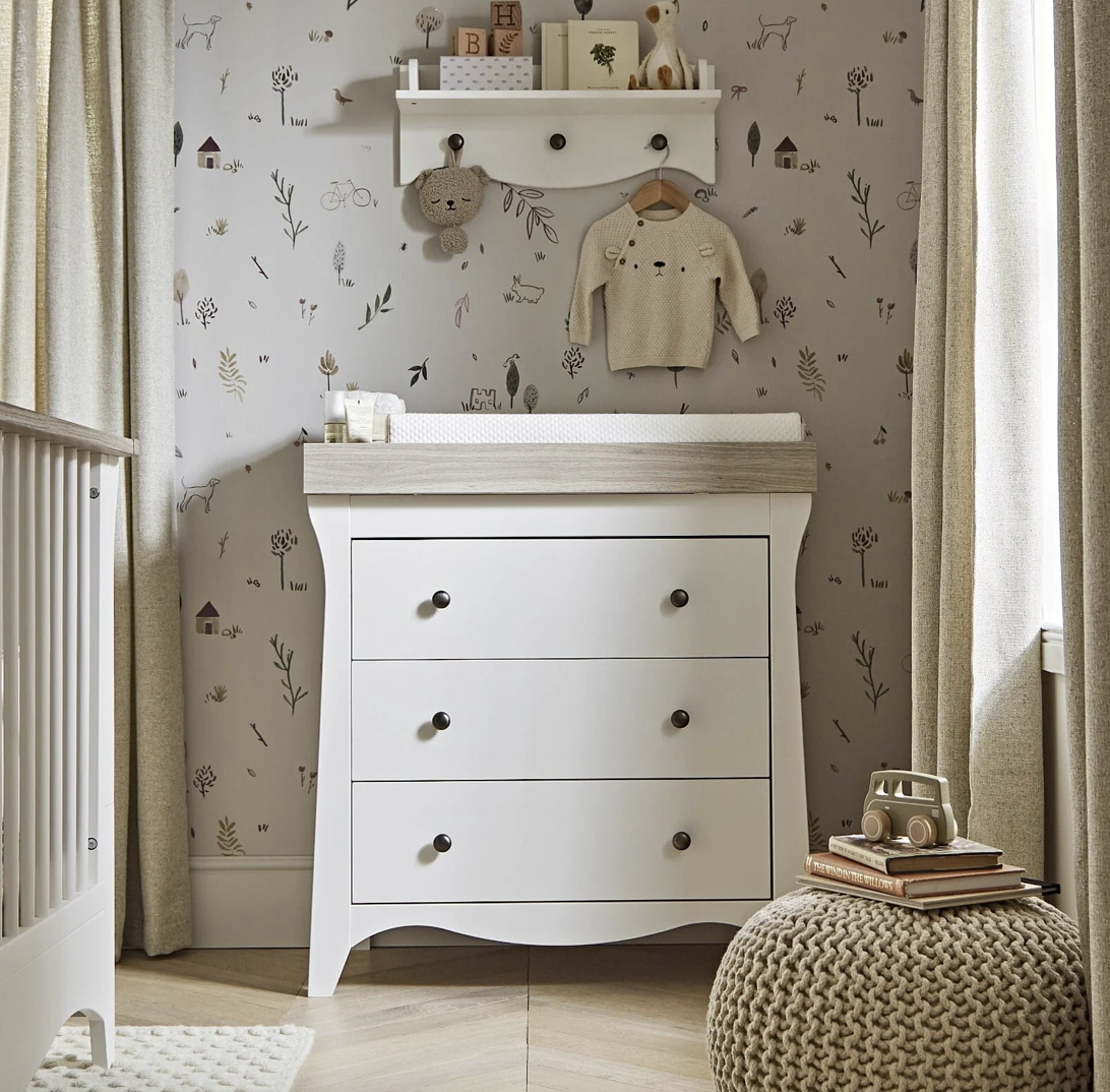 Cuddleco Clara 3 Piece Nursery Furniture Set - White & Ash - Image 8