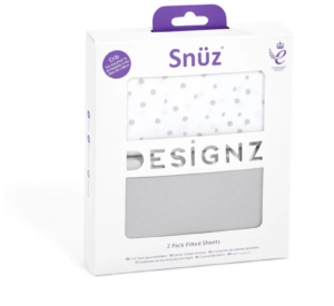 Snuz Crib Fitted Sheets 2 Pack Fitted Sheets Jersey Cotton Grey Spot