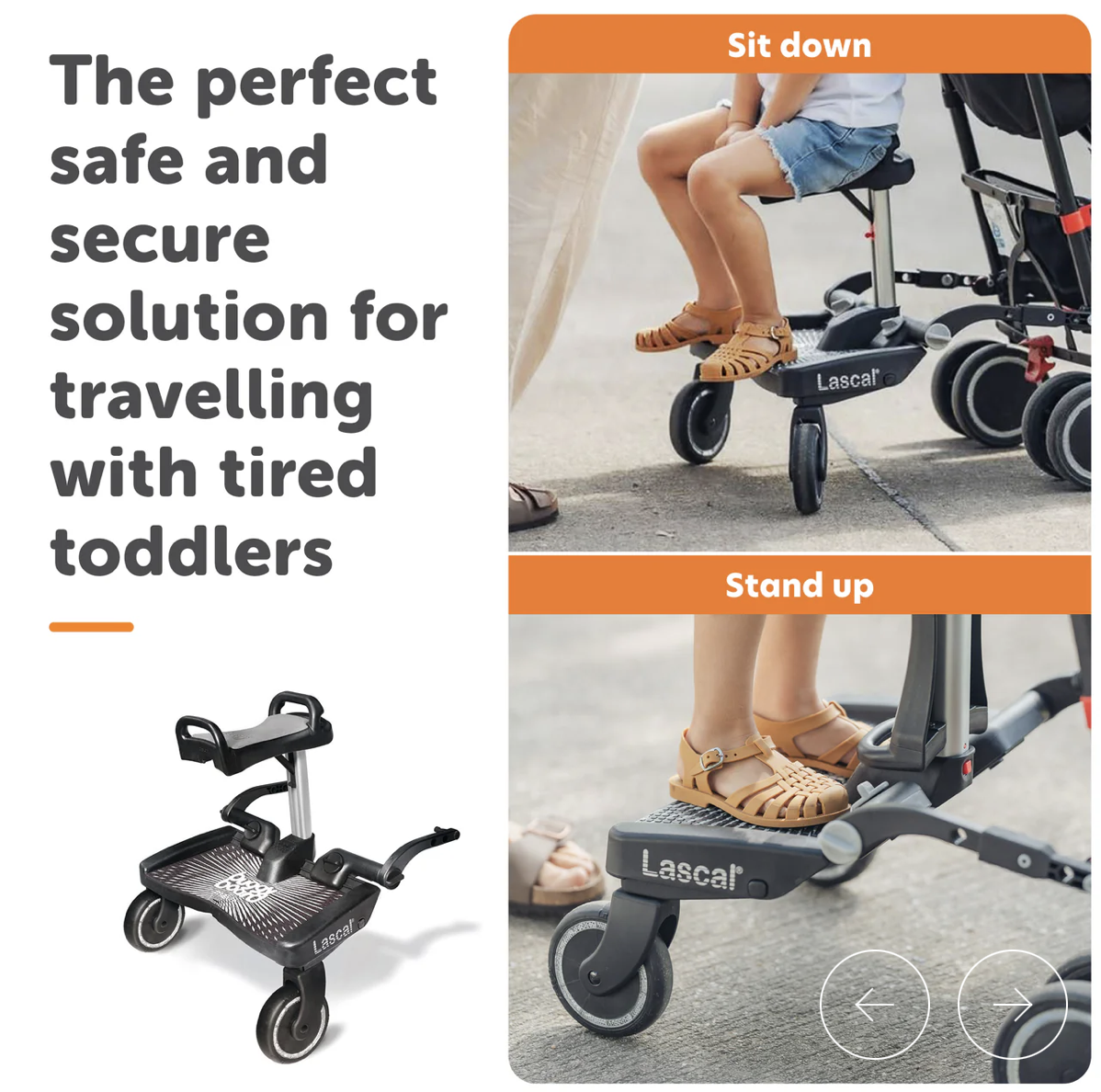 Lascal BuggyBoard® Maxi Plus - Black with Grey Saddle - Image 3