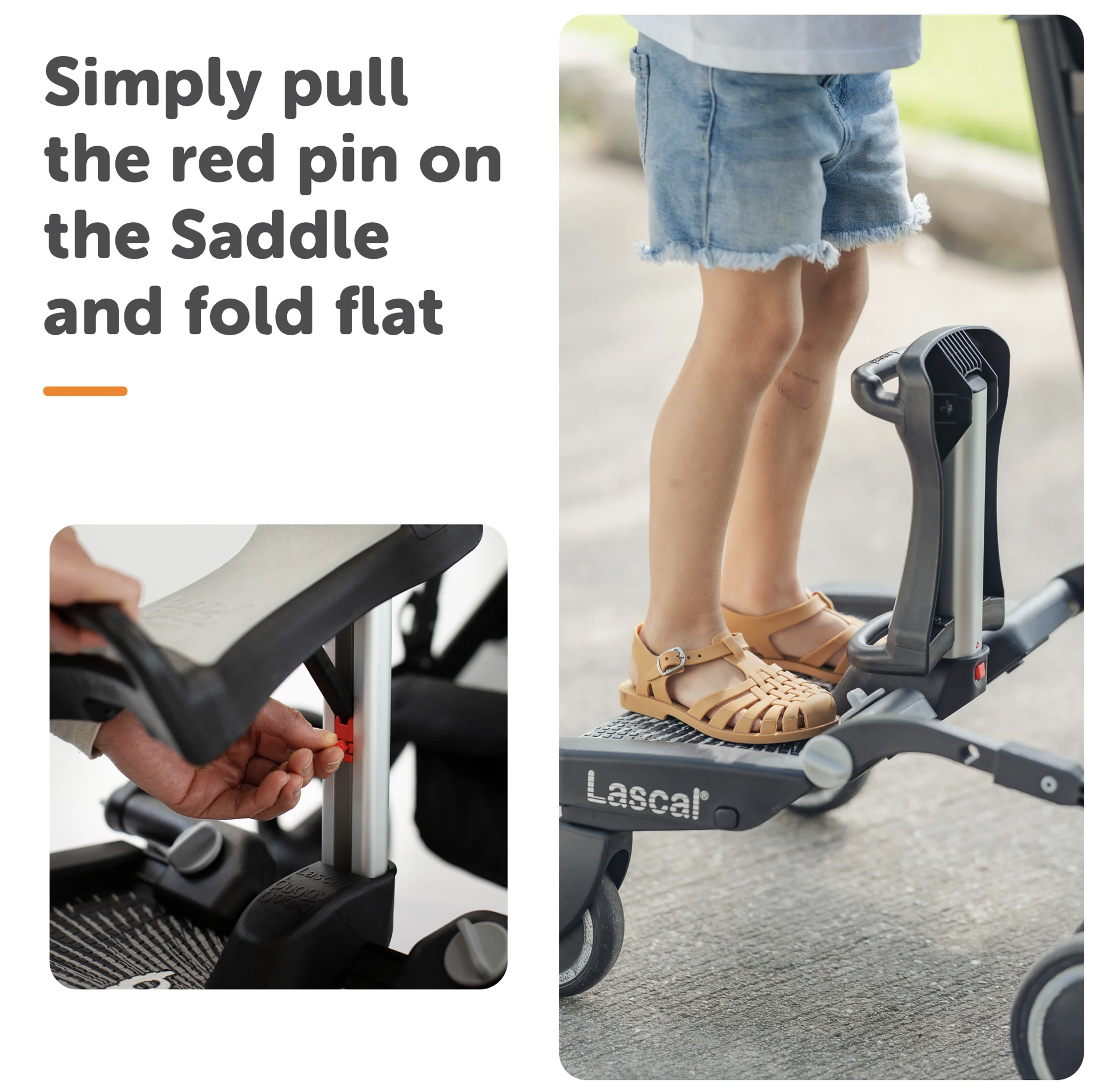 Lascal BuggyBoard® Maxi Plus - Black with Grey Saddle - Image 7
