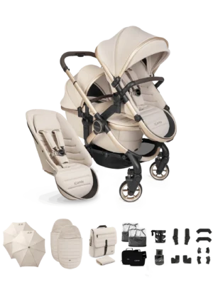 Peach 8 Pushchair and Carrycot - Double Pushchair Bundle