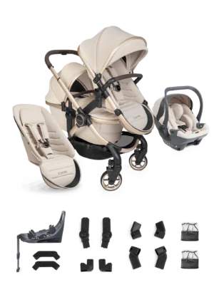 Peach 8 Pushchair and Carrycot - Double 360 Car Seat Combo