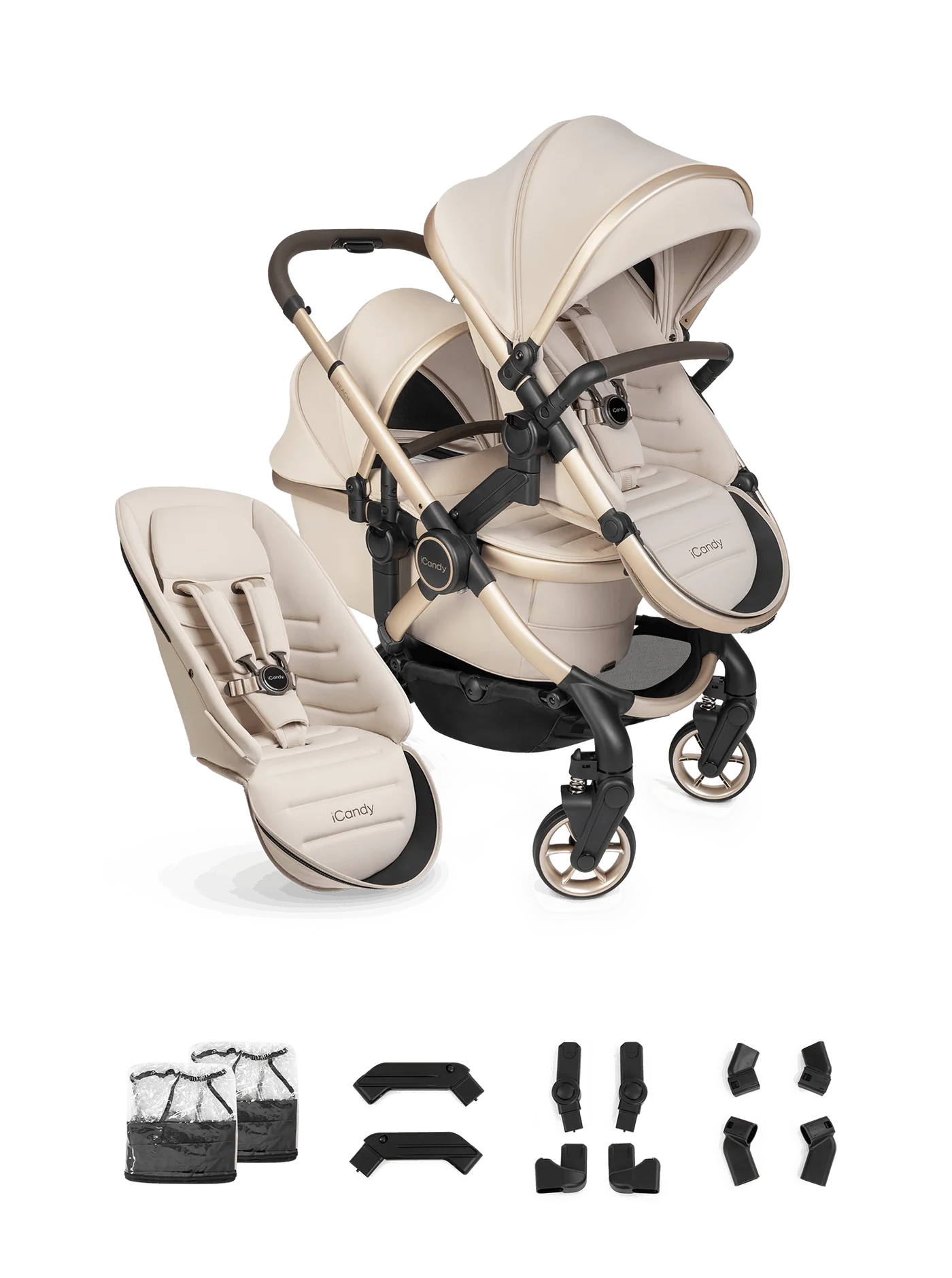 Peach 8 Pushchair and Carrycot - Double