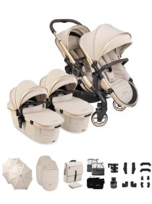 Peach 8 Pushchair and Carrycot - Twin Pushchair Bundle