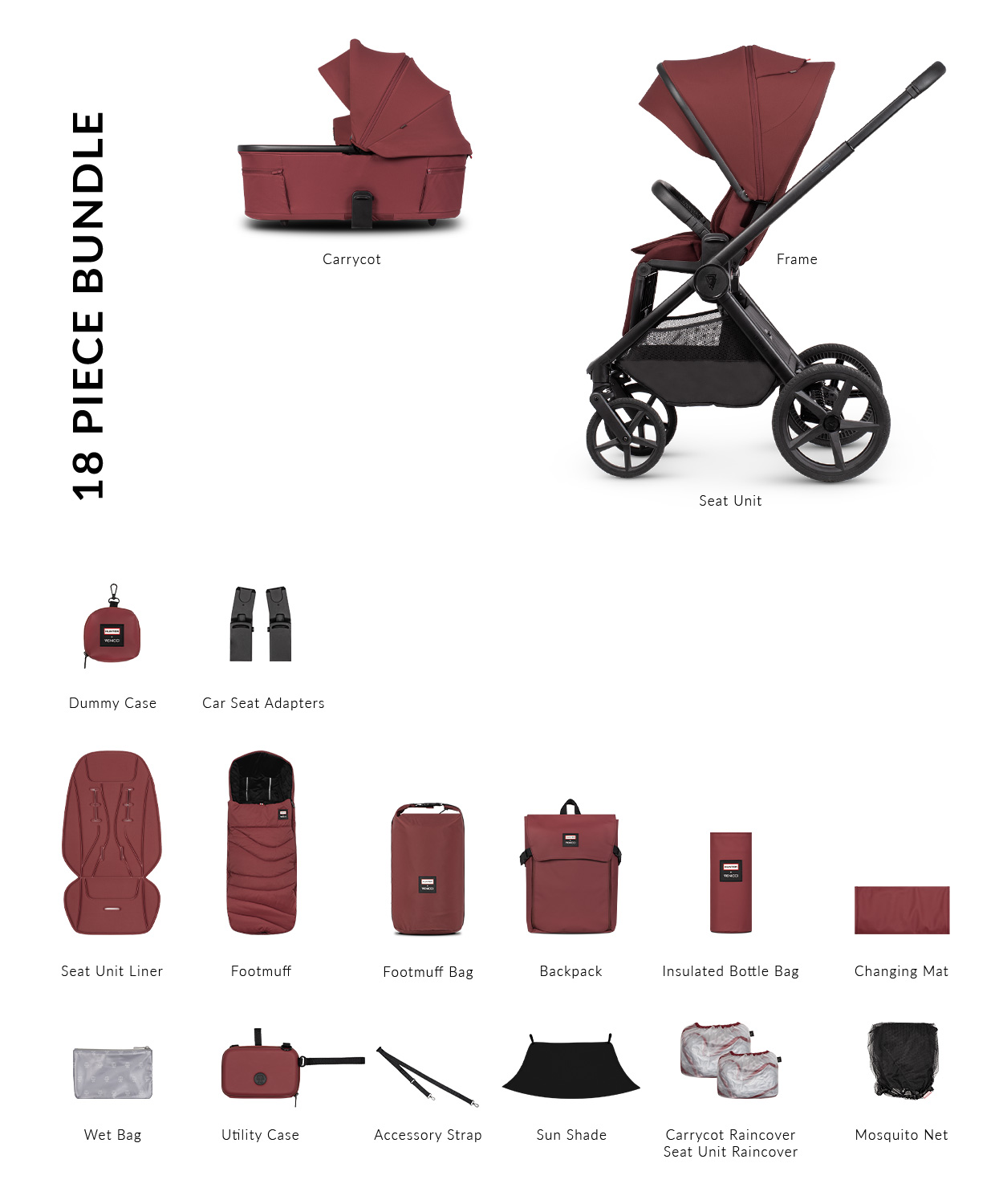 Hunter x Venicci Upline 3 Red Pram - Image 2